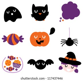 Halloween icon set isolated on white