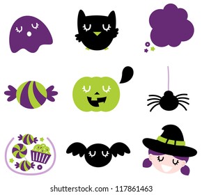 Halloween icon set isolated on white