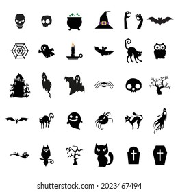 Halloween icon set isolated on a white background