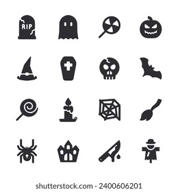 Halloween icon set isolated on white