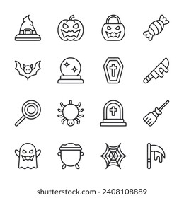 Halloween icon set isolated on white