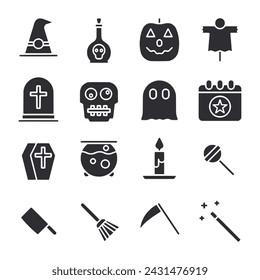 halloween icon set isolated on white