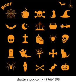 Halloween icon set isolated on neutral background. Vector art.
