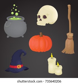 Halloween icon set isolated on neutral background.