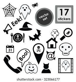 halloween icon set labels and stickers