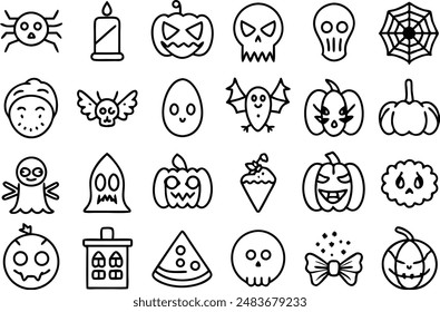 Halloween icon set. Line Icon. Editable Stroke.