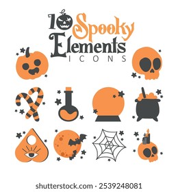 Halloween icon set with more spooky symbols Vector illustration