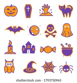 Halloween icon set on white background