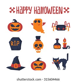 Halloween icon set on white background