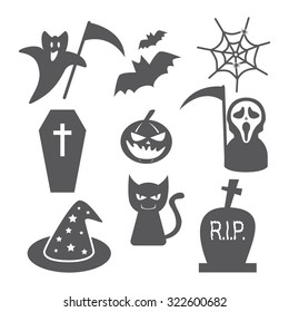 Halloween icon set on white background. Vector illustration. Can use of banner, brochure, flyer, greeting card.