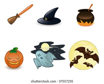 Halloween icon set on white background