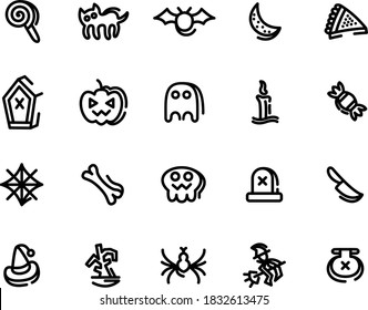 halloween icon set outline style