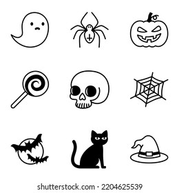 Halloween icon set. Pictogram isolated on a white background. Vector illustration.