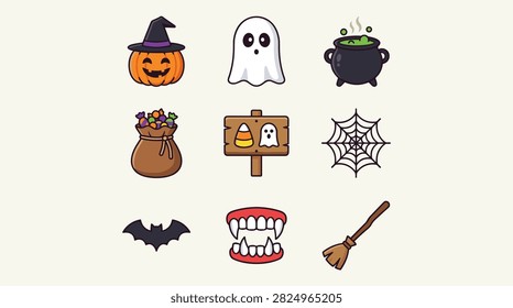 Halloween icon set and
