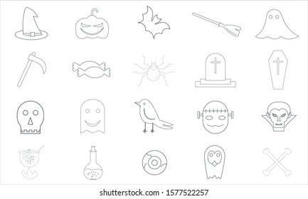 Halloween icon set pumpkin vampire witch bat vector image
