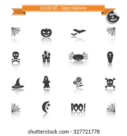 Halloween Icon Set with Reflection- 16 ICON SET