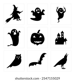 Halloween icon. Halloween icon set. Silhouette style.