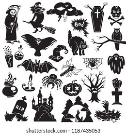 Halloween icon set. Simple set of Halloween vector icons for web design on white background