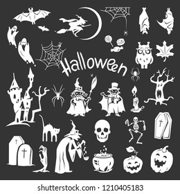 Halloween icon set. Simple set of halloween vector icons for web design isolated on gray background