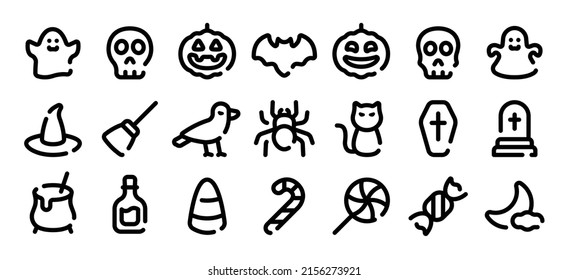 Halloween icon set (Soft bold line version)
