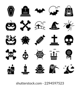 halloween icon set. solid icon