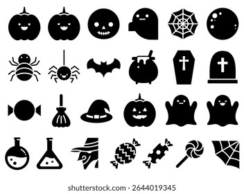Halloween icon set. Solid style