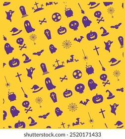 Conjunto de iconos de Halloween. Iconos de la Ilustración vectorial temática de Halloween, patrones