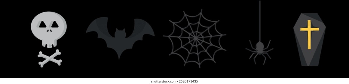 Halloween icon set. Halloween themed vector illustration icons, patterns