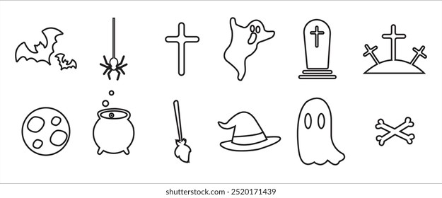 Halloween Icon Set. Halloween-Vektorgrafik-Symbole, Muster