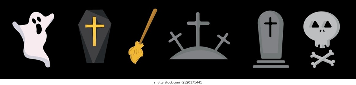 Halloween icon set. Halloween themed vector illustration icons, patterns
