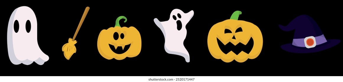 Halloween icon set. Halloween themed vector illustration icons, patterns