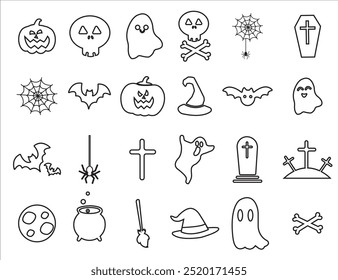 Halloween icon set. Halloween themed vector illustration icons, patterns