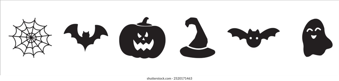 Conjunto de iconos de Halloween. Iconos de la Ilustración vectorial temática de Halloween, patrones