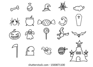Halloween icon set in thin line style vector