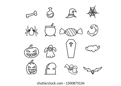 Halloween icon set in thin line style vector