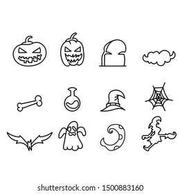 Halloween icon set in thin line style vector