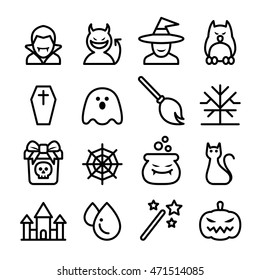 Halloween icon set in thin line style