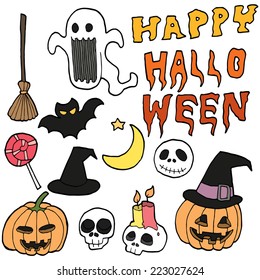 halloween icon set, vector