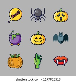 halloween icon set. vector set about boo, bat, zombie and spider icons set.