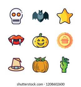 halloween icon set. vector set about skull, star, vampire and zombie icons set.