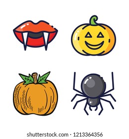 halloween icon set. vector set about spider, pumpkin and vampire icons set.