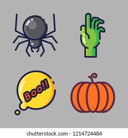 halloween icon set. vector set about spider, pumpkin, zombie and boo icons set.