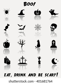 Halloween icon set. Vector art.