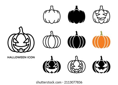 halloween icon set vector design template in white background