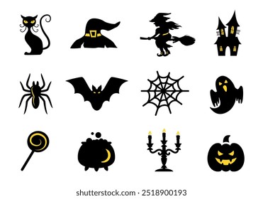 Halloween icon set. Vector icons isolated on white background.