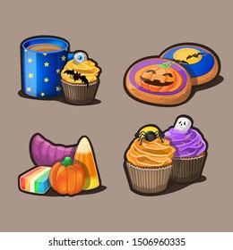 Halloween icon set. Vector Illustration