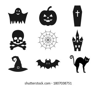 Halloween icon set. Vector illustration, flat design.