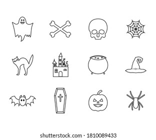Halloween icon set. Vector illustration, flat design.
