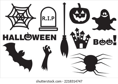halloween icon set, vector, illustration