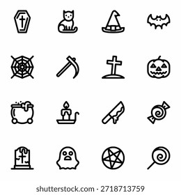 Conjunto de iconos de Halloween Ilustración vectorial